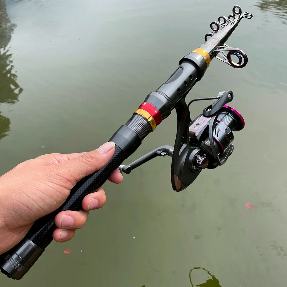1.8M-3.6M Telescopic Spinning Sea Fishing Rod Reel Set Ultralight Baitcasting Pole with Metal Spool Max Resistance 3-8kg Pesca