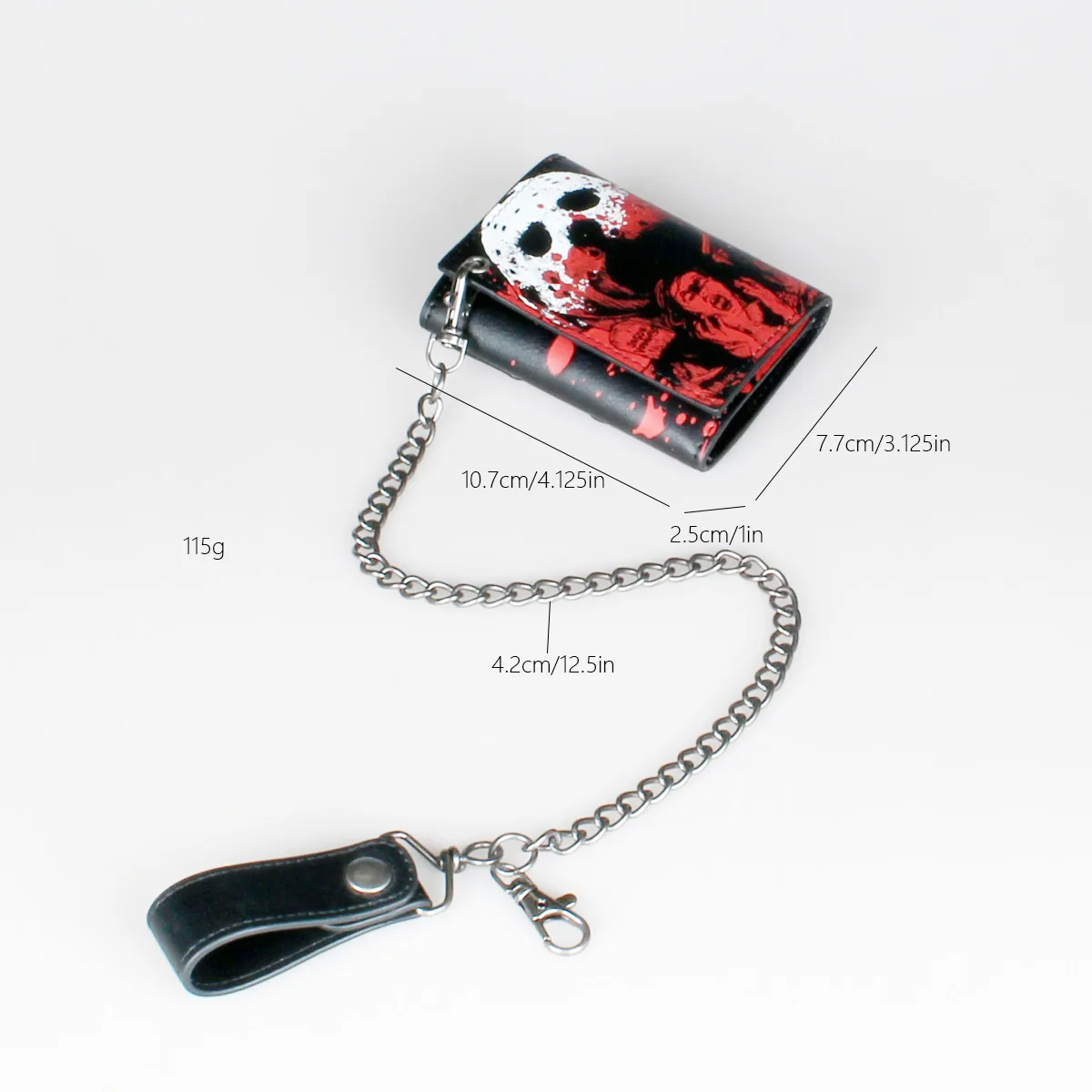 Horror Hip Hop Wallet With Chain, Leather Trifold Wallet, Vintage