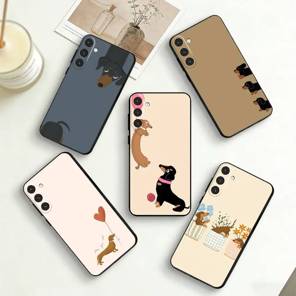 C-Cute Dachshund   Phone Case For Samsung Galaxy A73,A72,A71,A70,A53,A52,A51,Others Soft Black Cover