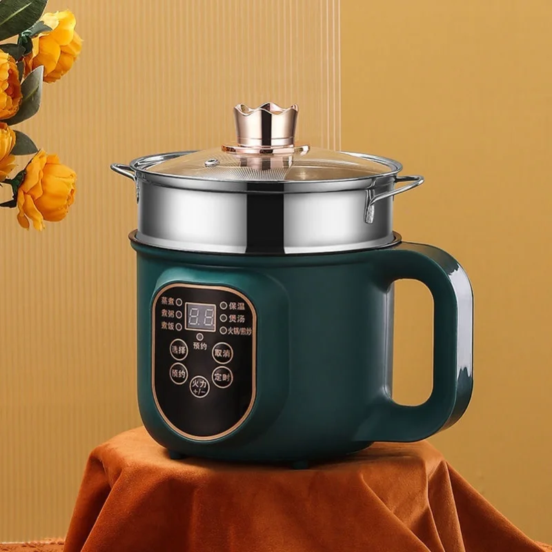 600W Non Stick Electric Cooker 1.8L Green Intelligent Reservation Hot Pot For Soup Pasta Steak Eggs Oatmeal EU Plug 220V