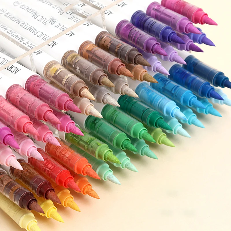 

9pcs/Set 81 Colors Soft Brush Acrylic Markers Set Art Rock Painting Pens Graffiti for Stone Glass Book Shoes DIY Craft Supplies