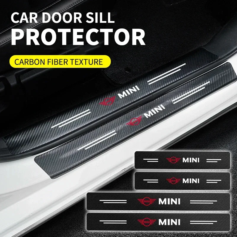 

4pcs Car Door Sill Protector Carbon Fiber Pattern Threshold Stickers For MINI Cooper One S JWC R55 R56 F56 R57 R58 R59 R60