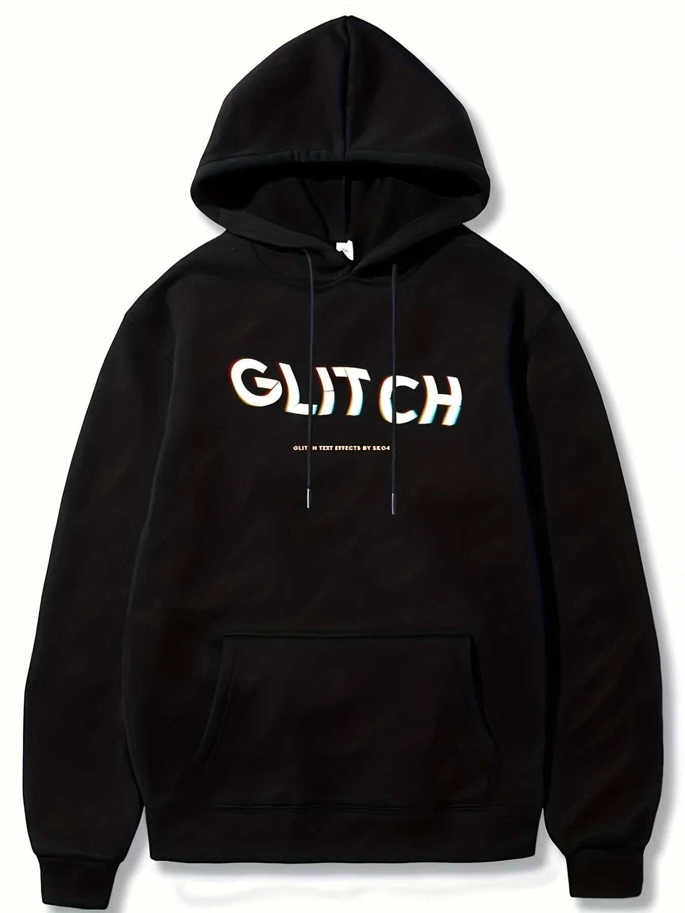 سترة صوفية كاجوال قابلة للتمدد للرجال، هوديي بطبعة حروف مع جيب