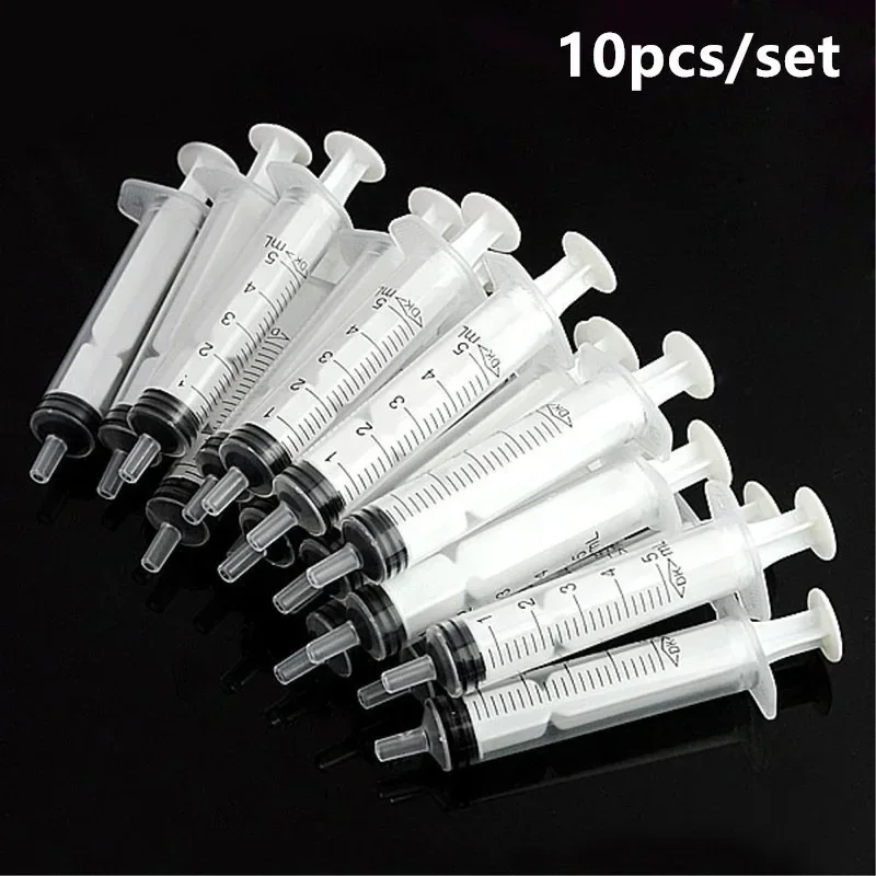 

10x Disposable Plastic 5ml Injector Syringe No Needle for Lab Nutrient Measuring Small Pet Food Feeder (Without needle)