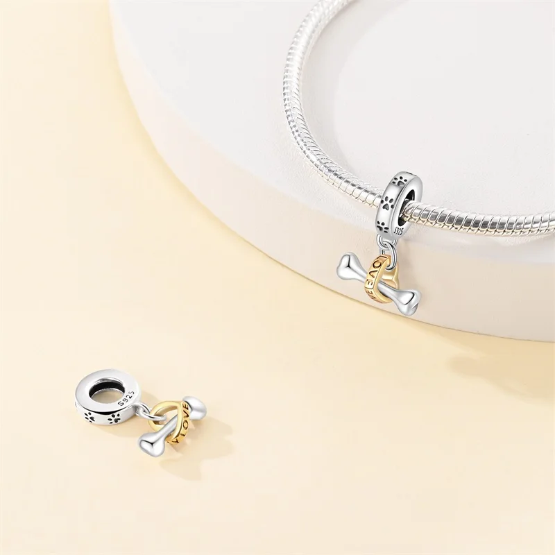 100% 925 Sterling Silver Cute Cat\'s Paw Dog Animal Pets Charms Beads Fit 3mm 925 Original Bracelet Fine DIY Birthday Jewelry