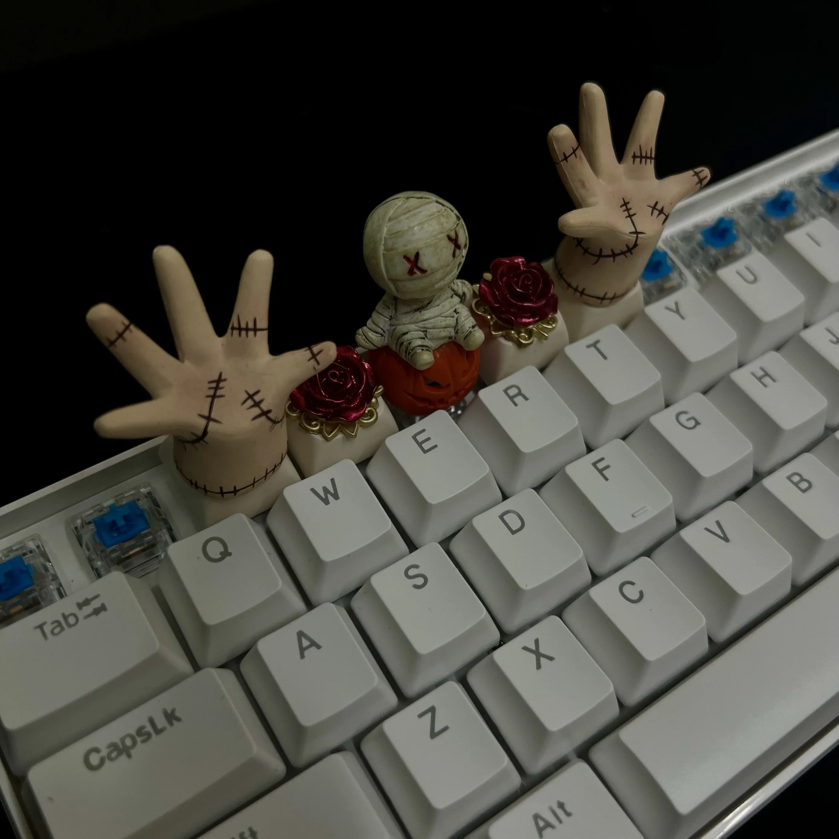 Murni buatan tangan DIY Halloween mummy labu transparan keycap pribadi sederhana poros silang