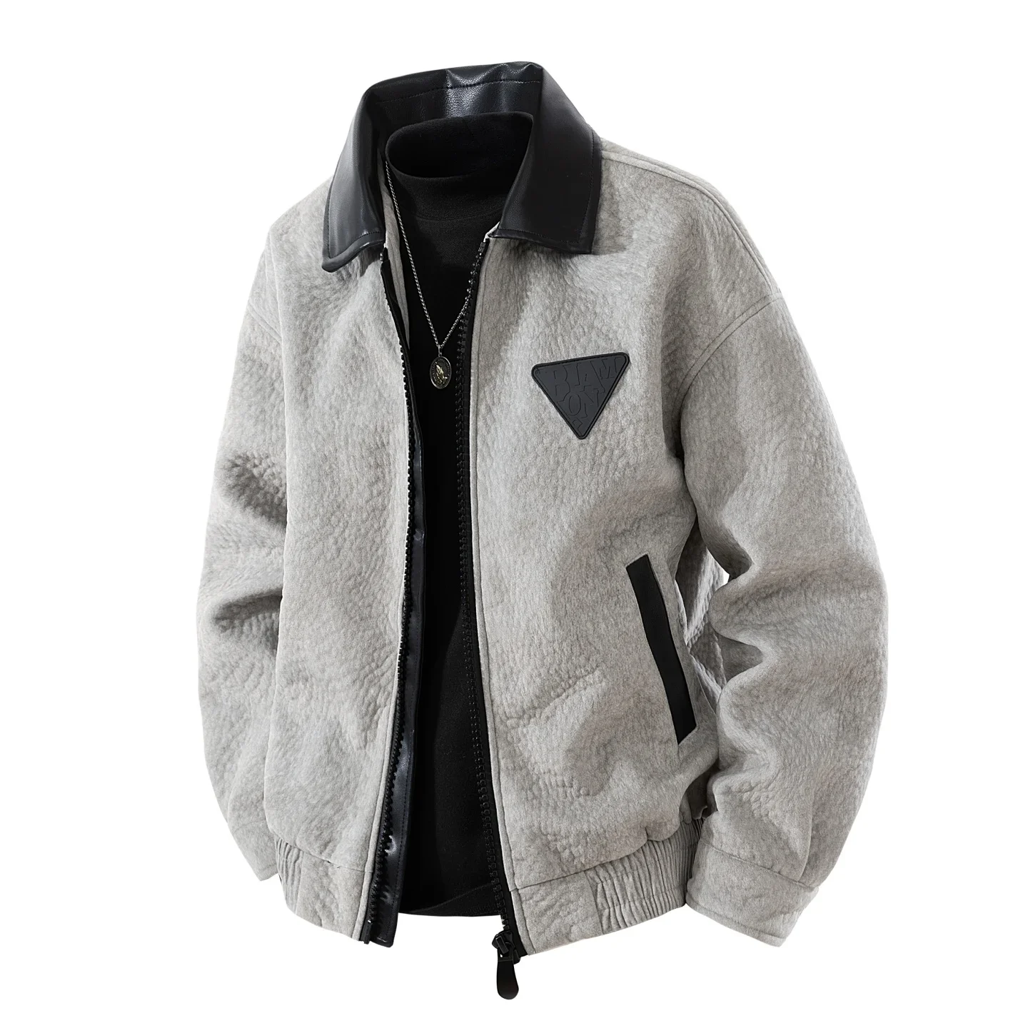 

Новая весенне-осенняя мужская повседневная куртка на молнии с лацканами, уличная ветрозащитная ветровка, однотонная бейсбольная куртка в стиле ретро, свободные повседневные пальто