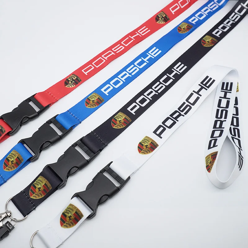 Lanyard Nylon Printing Emblem Style Car Keychain Motorcycle Gifts For Porsche Panamera Macan Boxster Cayman Cayenne 911 Taycan