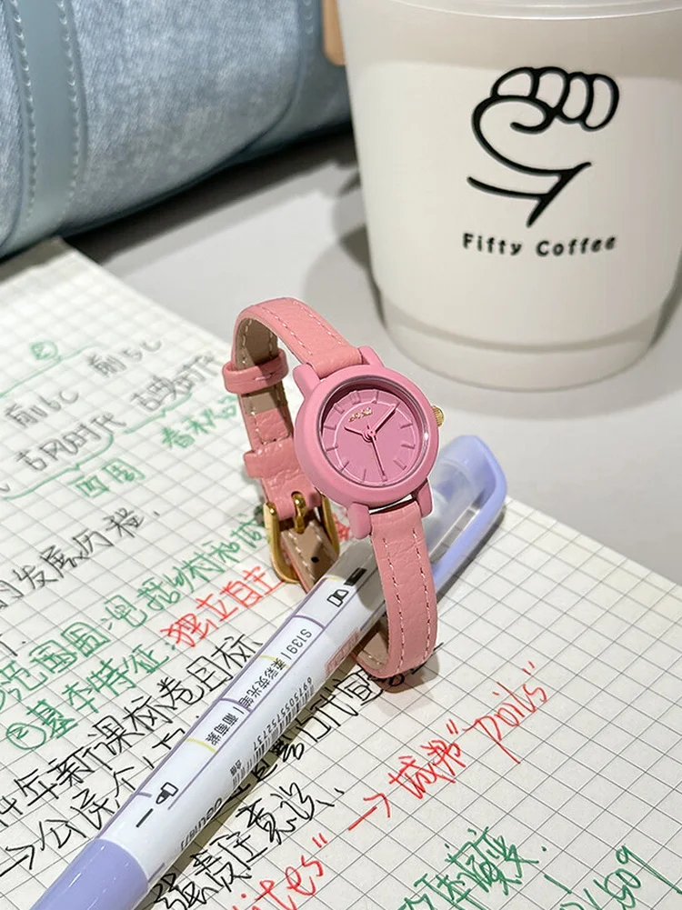 DINIMI Watch female students high school girll temperament delicate small dial simple fashion belt quartz lady wrist watch