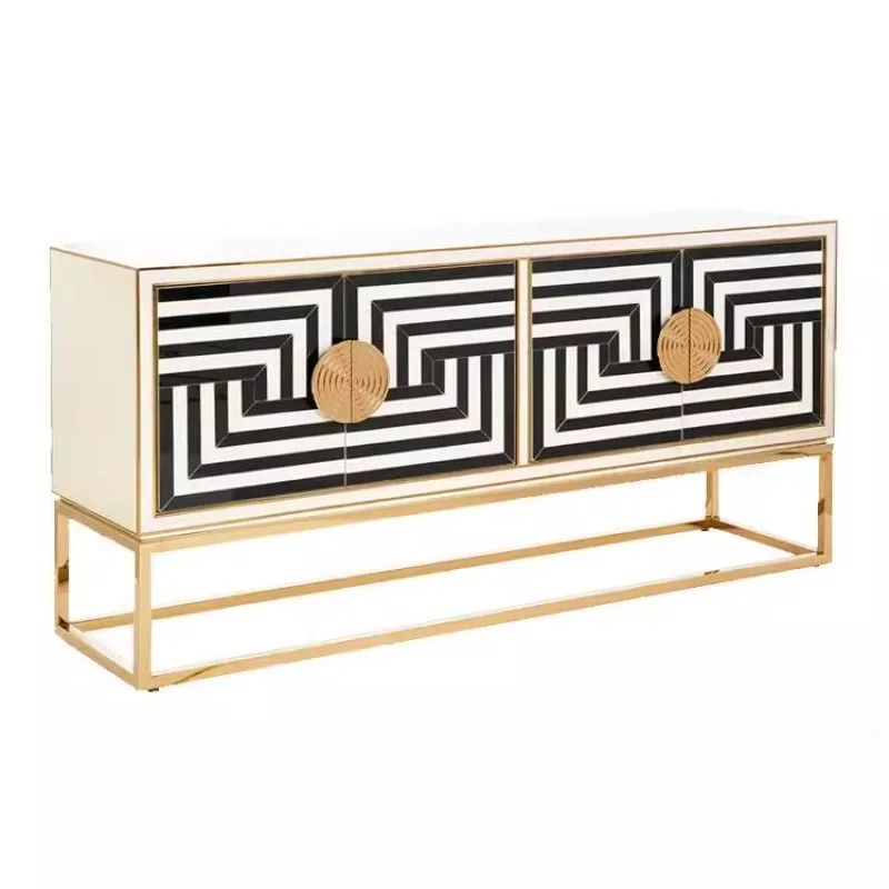 

American solid wood entrance light luxury home decoration storage high-end simple modern striped entrance cabinet