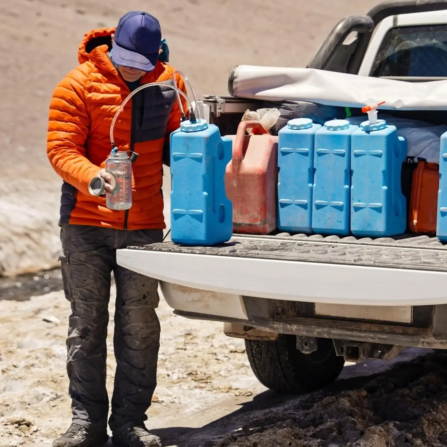 Recipiente de armazenamento de água de longo prazo W_AquaBrick de 3 galões, empilhável, sem BPA, azul (6) fácil de derramar e vazio completamente.