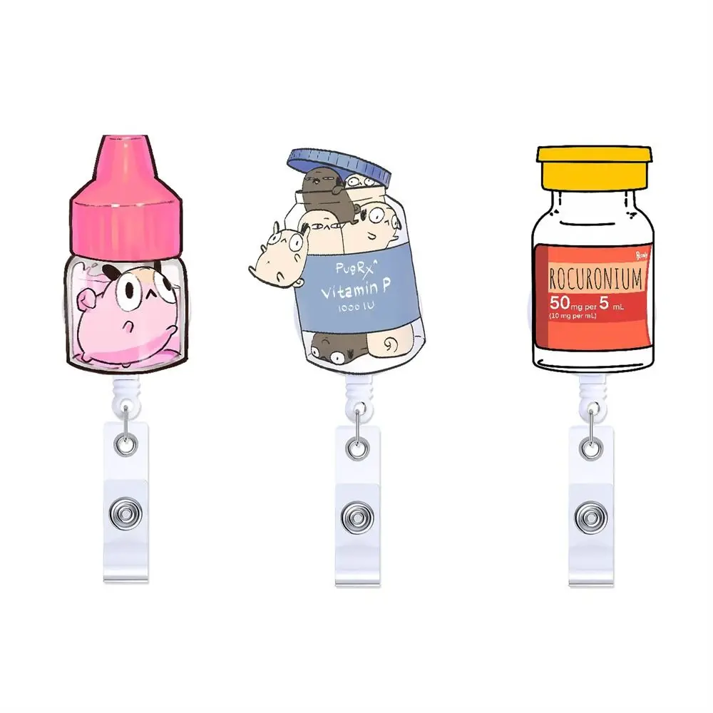 

Вращающаяся на 360° выдвижная катушка для бейджа с зажимом «крокодил», рабочая карта, держатель для удостоверения личности медсестры, милый мультяшный держатель для карт с именем, ремешок для ключей