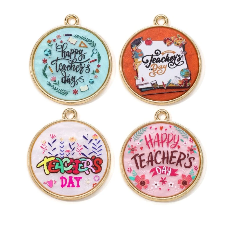 10pcs New Happy Teacher's Day Enamel Charms Gratitude Teacher Brand Fashion Cute Pendants For Best Wishes Teacher Making Finding