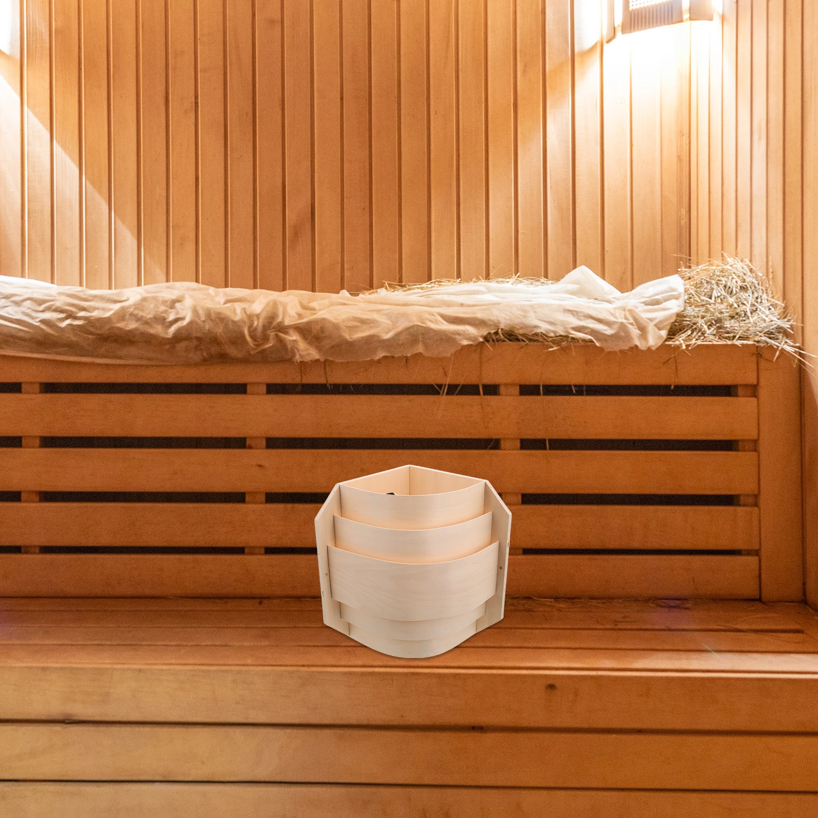 

Wooden Sauna Room Lampshade Lightweight Translucent Corner Design Heat Humidity Resistant For Home Hotel Steam Room Light