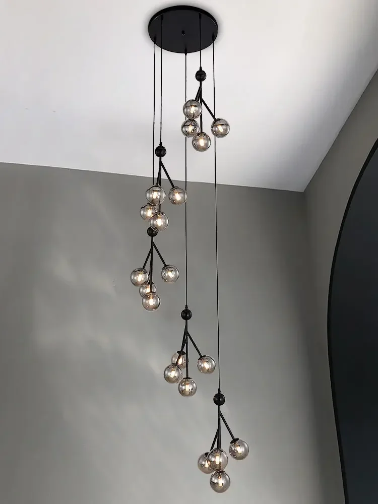 Stair light long chandelier duplex floor apartment light Nordic personality creative modern simple villa rotating stair