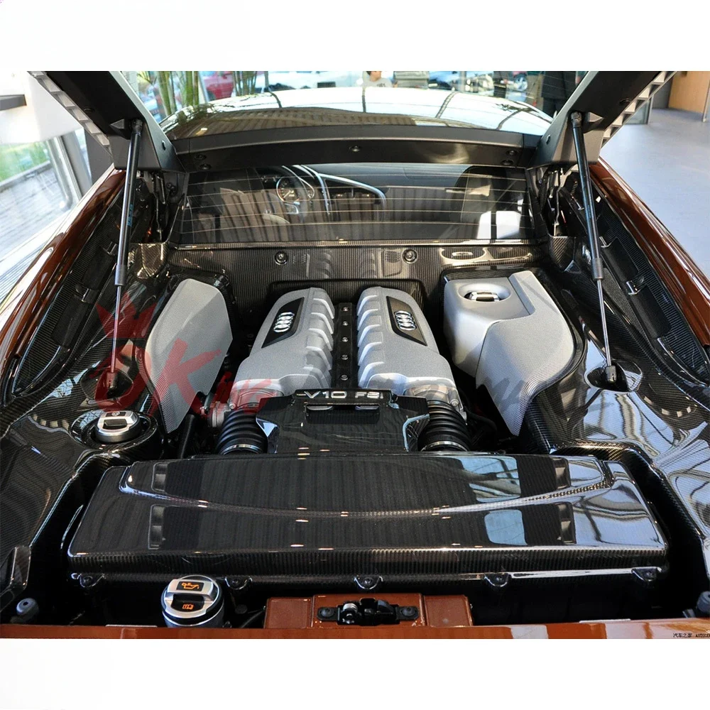 Dry Carbon Fiber Full Set Engine Bay Panel Replacement Kit For Audi R8