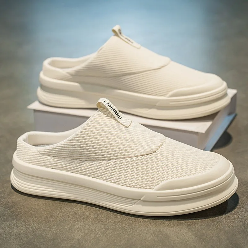

2026 New Men Canvas Half Slippers Designer Slip-on Comfortable Lazy Shoes Outdoor Light Men Versatile Walking Footwear Sneakers