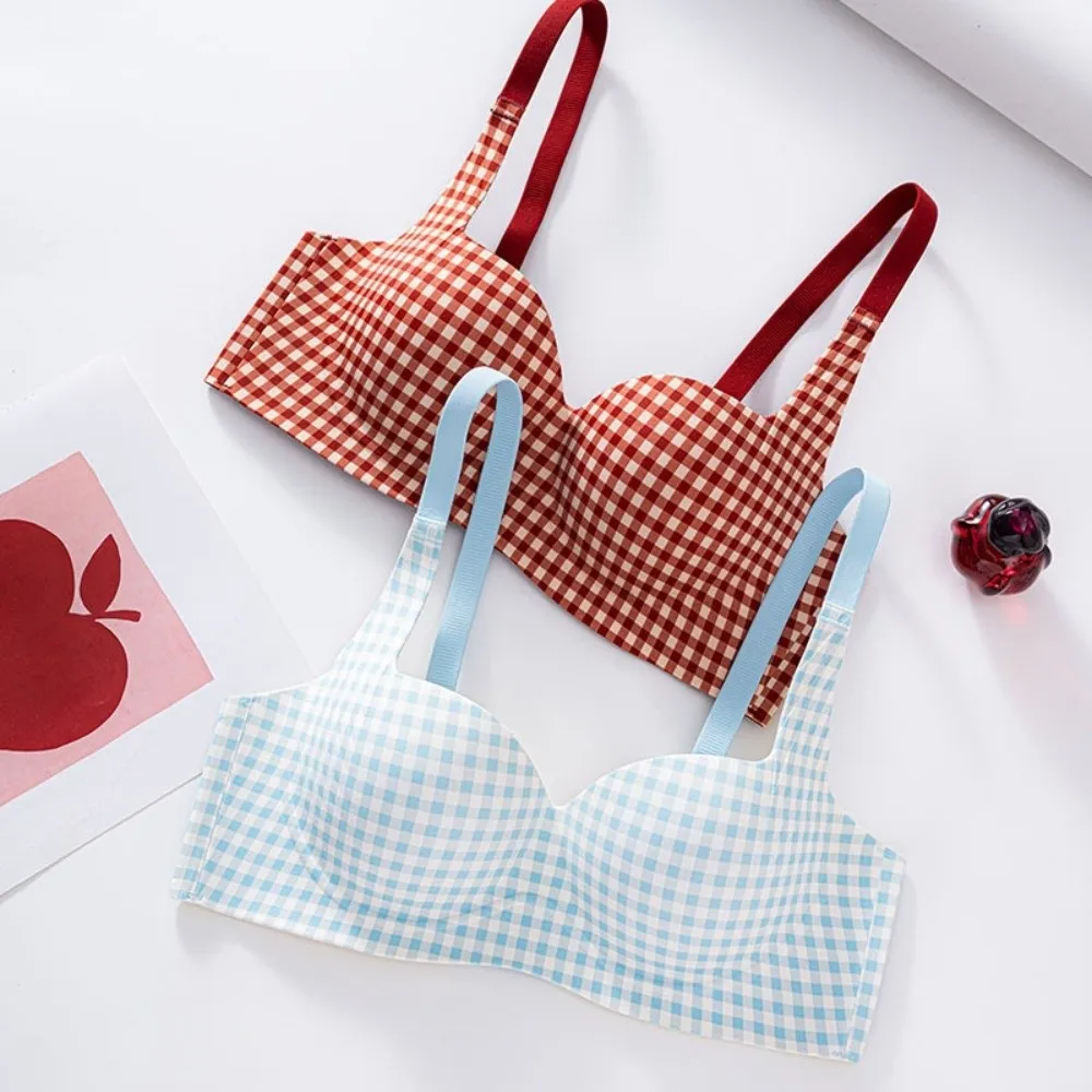 

Бесшовный бюстгальтер в клетку с сетчатым узором, амортизирующий, для женщин, с эффектом пуш-ап, для бега, предотвращающий провисание груди