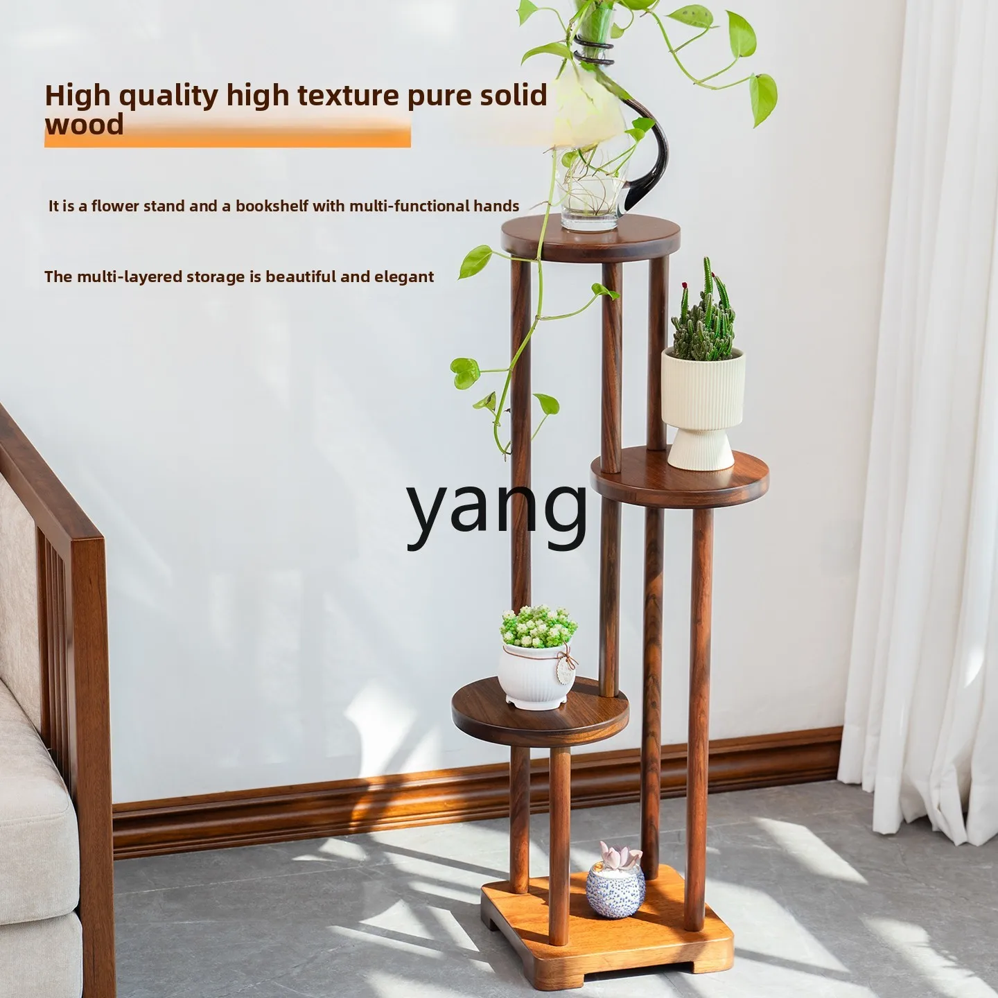 LMM1 ebony indoor living room balcony multi-layer flower stand light luxury succulent dill flower pot stand