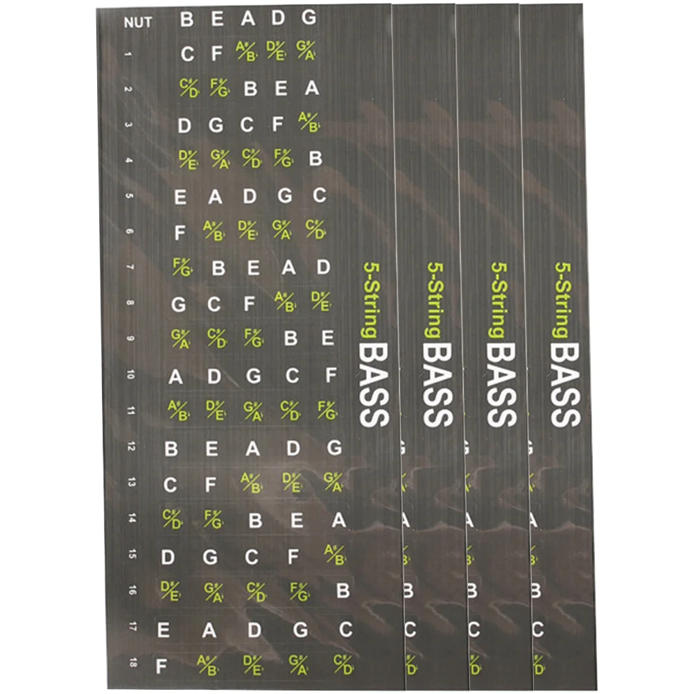 4pc Bass Note Map Decals 4/5 Strings 198x88x0.5mm Fingerboard Scale Stickers  Guitars Scale Learning Aid Accessories