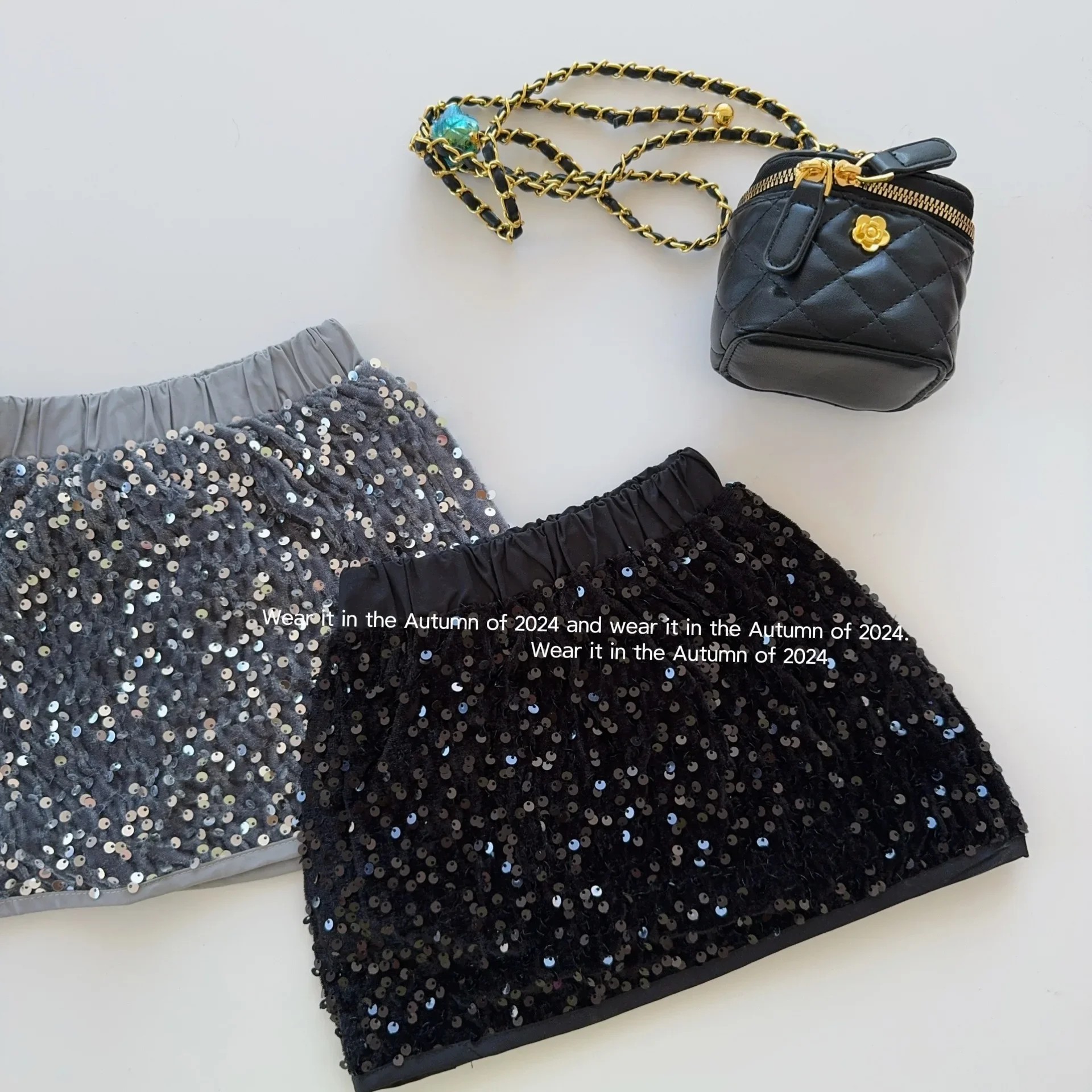 2024 Autumn and Winter High-end Fashion A-line Skirt for Girls High-quality Sequined Skirt New Children Skirt