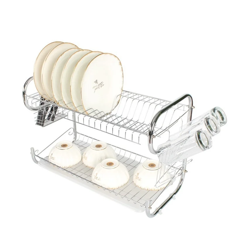 Kitchen Countertop Bowl Rack Drain Rack with Cup 2tier Dish Organizer with Draining Shelf Multipurpose Dish drying Rack