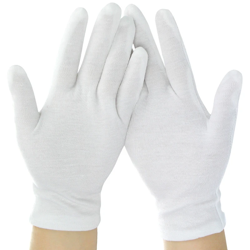 1 Pair New Full Finger Men Women Etiquette White Cotton Gloves Waiters/Drivers/Jewelry/Workers Mittens Sweat Absorption Gloves