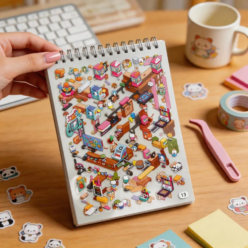 3D Scene Sticker Book 8 Different Miniature Scenes DIY Miniature House/planner Decoration/creative Gift DIY Holiday Gift Choice