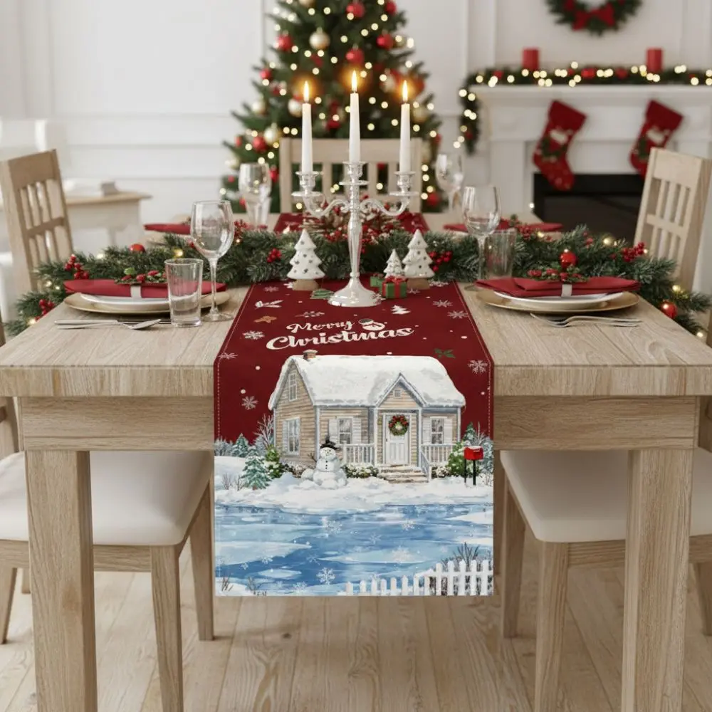 السنة الجديدة عيد الميلاد الجدول عداء عيد الميلاد حفلة نافيداد هدية عيد الميلاد الجدول العلم غطاء الطاولة غطاء الطاولة ديكورات للطاولات المنزلية #5