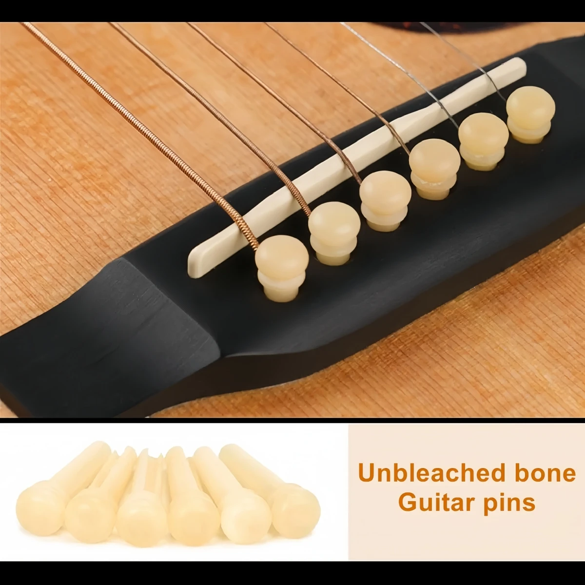 Picture 5: Miwayer Unbleached Bone String Nails 6pcs Bridge Pins for 6 & 12 String Acoustic Guitar Fixed Nails Reliable Replacement Parts