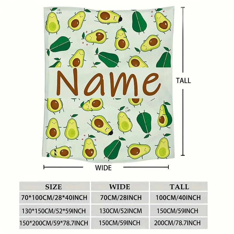 بطانية مطبوعة بالأفوكادو، بطانية فانيلا خفيفة الوزن وناعمة ومريحة يمكن تخصيصها مع اسم #3