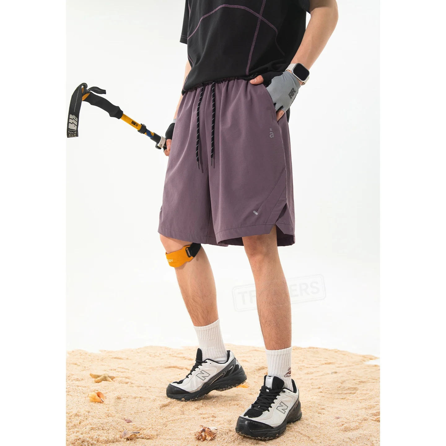 TFETTERS 2026 Summer Outdoor Quick Dry Men's Shorts Water Repellent Split Hem Functional Drawstring Loose Casual 5 Inch Pants