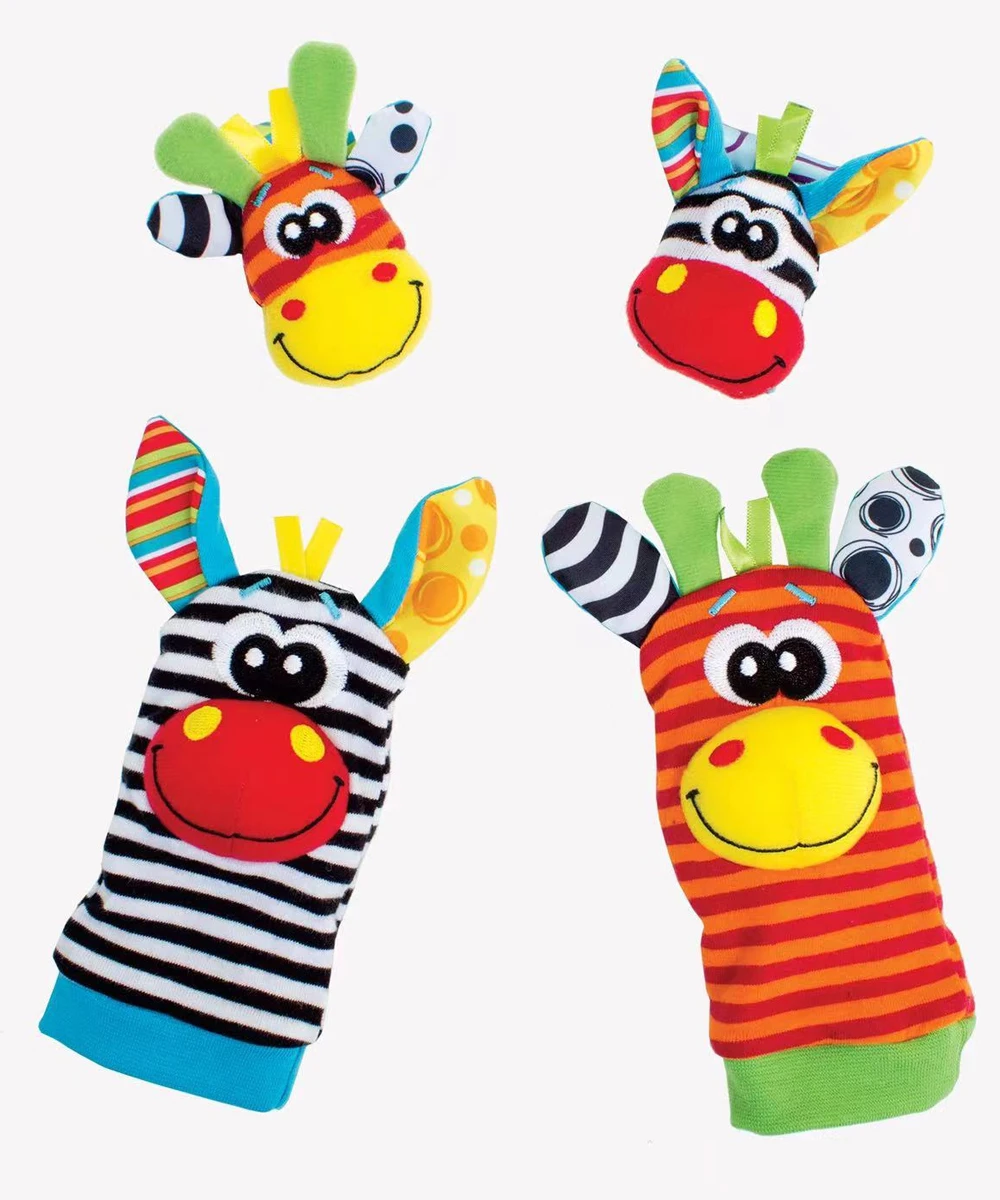 0-12 Months Baby Rattles Toys Animal Socks Wrist Strap +Rattle Baby Foot Socks Bug Wrist Strap Toddler Socks Pacifier Toys