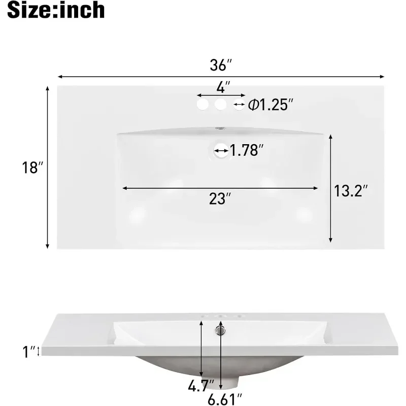 36inch Bathroom Vanity with Sink,Bathroom Cabinet with 2 Drawers & Storage Doors,Open Storage Space,Solid Wood Frame