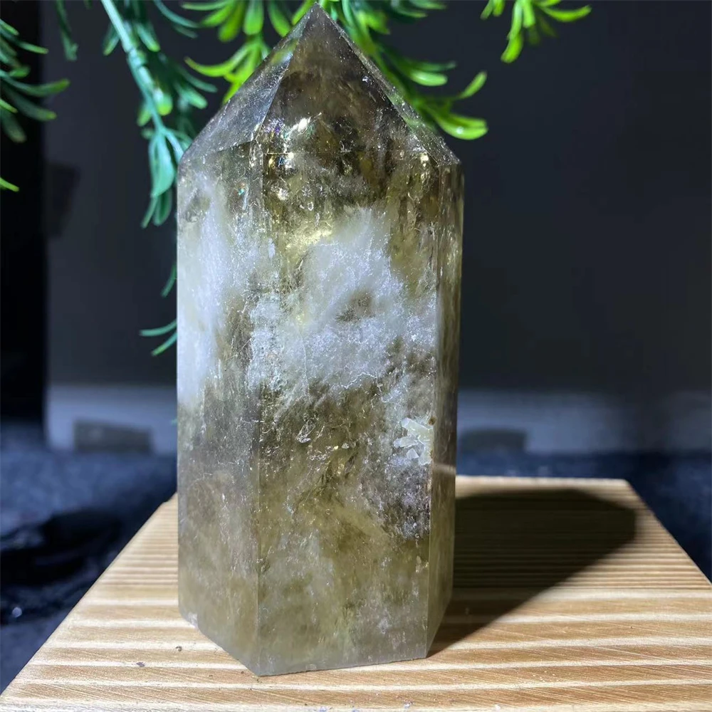 Rare Citrine Stone Natural Smoky Quartz  Yellow Crystal Point Tower Mineral Energy Healing Hexagonal Wand Home Decor Gift