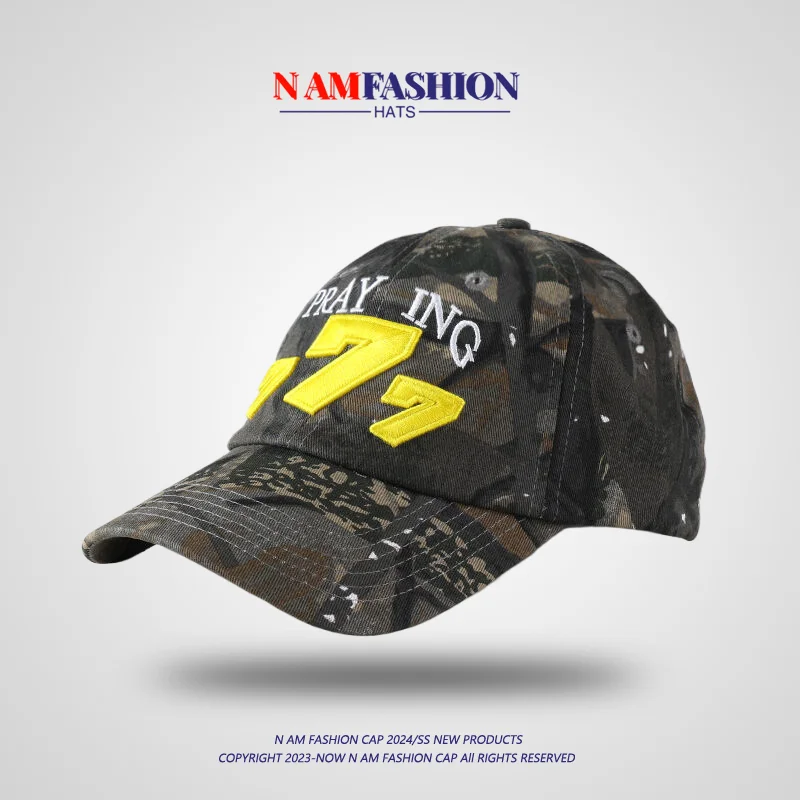 

Embroidered Camouflage Peaked Cap for Women Couple Street Trendy All-Matching Baseball Cap Men