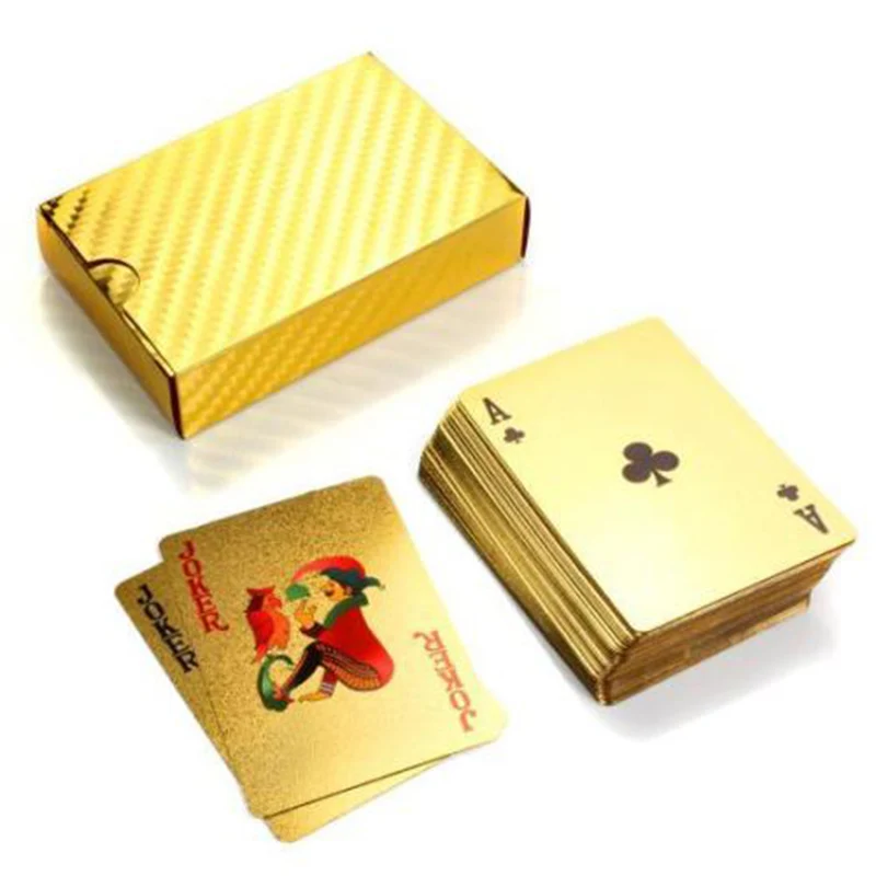 New Luxury 24K Gold Plated Foil Playing Cards Poker Deck with Red Box Set Gift