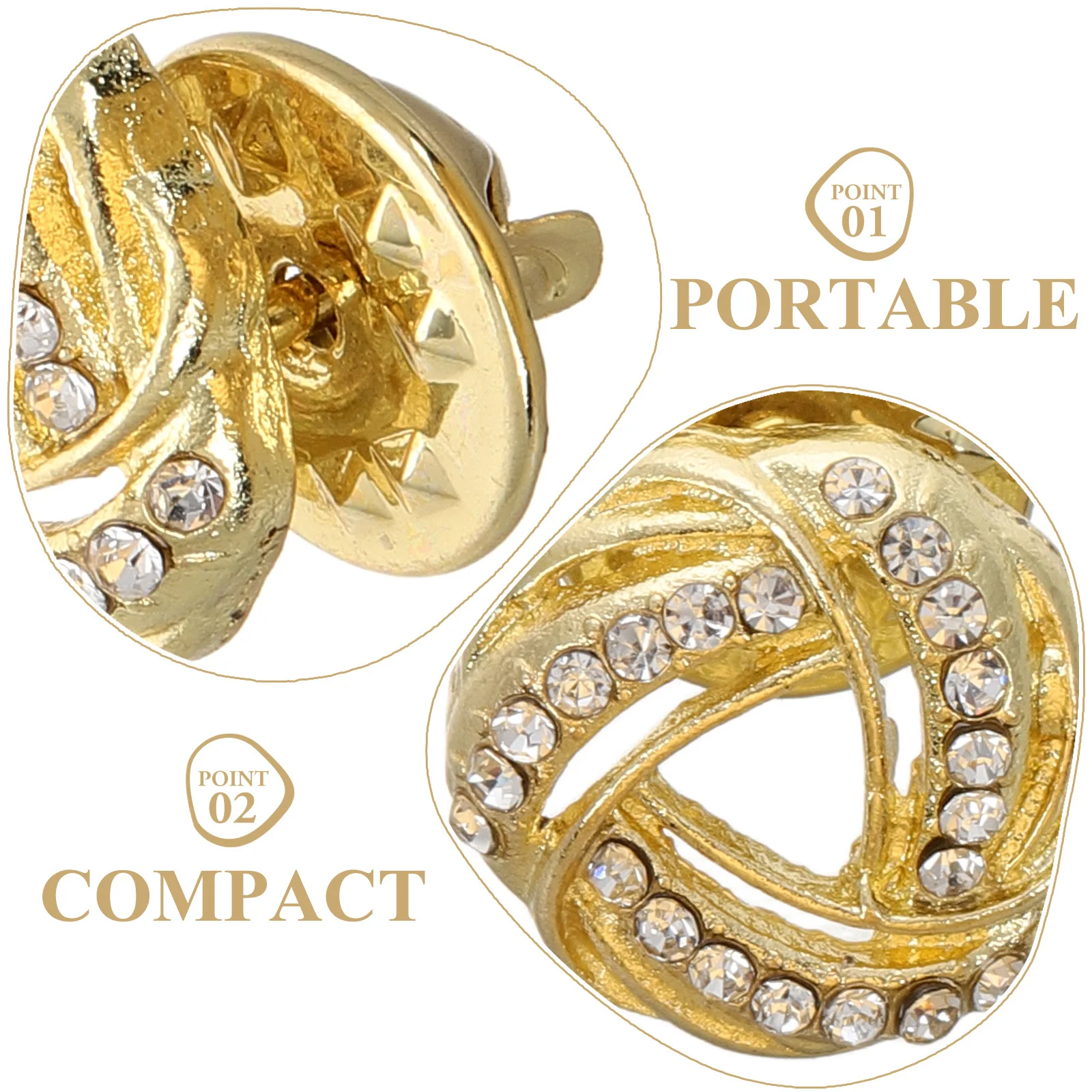 دبوس طية صدر السترة على شكل دائرة ذهبية، مشبك طوق معدني أنيق للنساء، إكسسوار بروش مناسب آمن، ظهر دبوس مزخرف أنيق #5