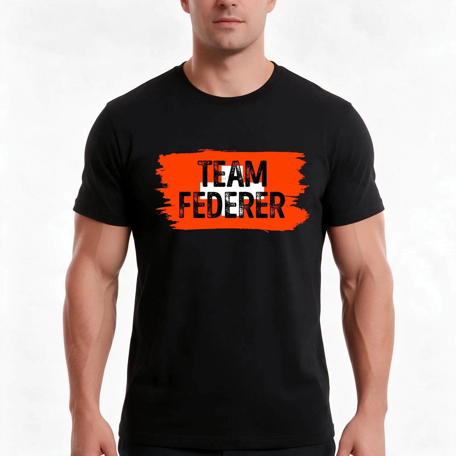 Team federer T-Shirt, Summer Casual Cotton Tee, Oversized Streetwear Tops, Vintage Graphic Print, Loose Fit Short Sleeve