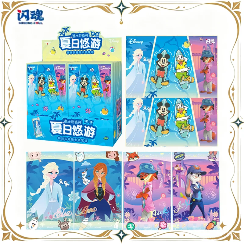 SHINING SOUL Disney Trading Cards Mickey Mouse Donald Duck Character Cards Summer Vacation Puzzle Magnetic Cards BirthdayGift