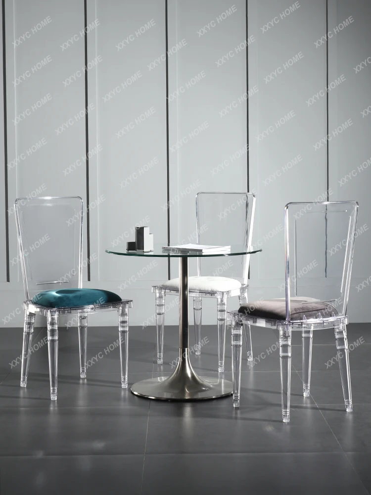 Transparent Chair Modern Minimalist Acrylic Armchair Milk Tea Shop Restaurant Crystal Dining Chair