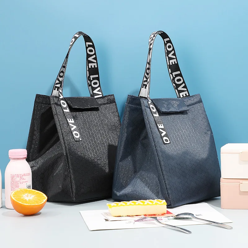 

Portable Oxford Lunch Bags Fresh Cooler Pouch For Office Students Convenient Lunch Box Tote Couples Blue Pink Food Container Bag