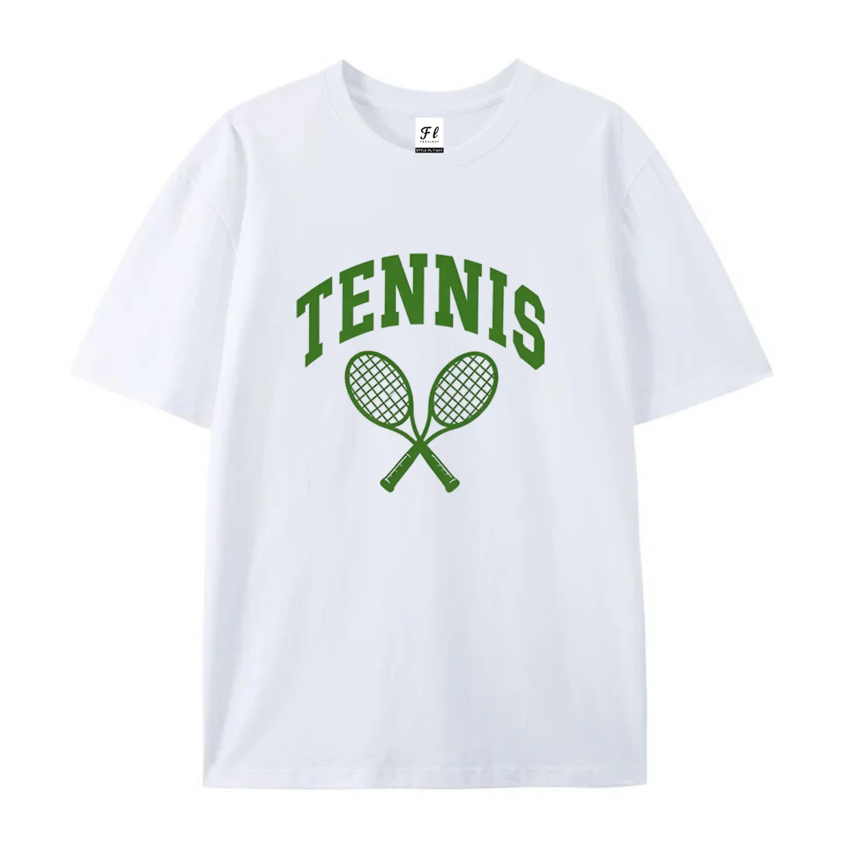 Unisex Short Sleeve T Shirt Arch TENNIS Letter Crossed Tennis Rackets Print Casual Cotton Tees For Men Women Vintage Sports