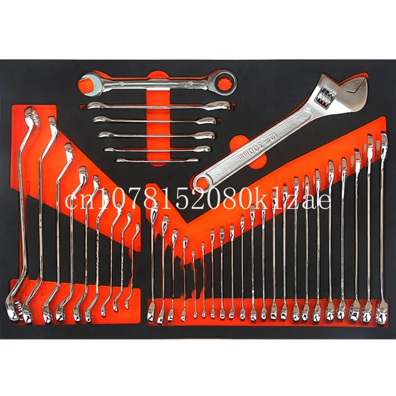 

38 pcs Adjustable Wrench mechanic tool box roller cabinet tray double offset ring spanner