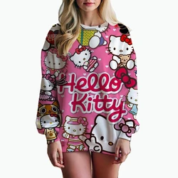 HELLO KITTY Streetwear Hoodies Fashion Women Sweatshirt Autumn Winter Long Sleeve Harajuku Hooded Sweater Cartoon sudadera mujer