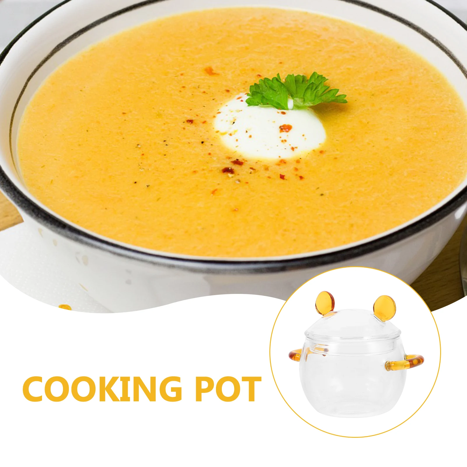

Glass Soup Pot 400ml Double Handle Heat Resistant Cooking Pot for Stew Noodle Kitchen Glass Cookware Kitchen Noodle Cooker