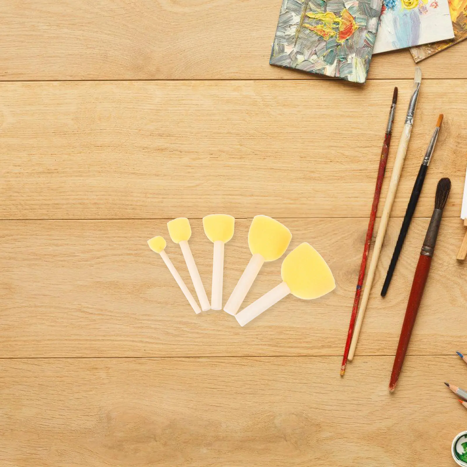30 pcs Sponge Painting Art Halloween Christmas New Year Foam Paint Brush Craft Paint Sponges Easy Grip Handle Round