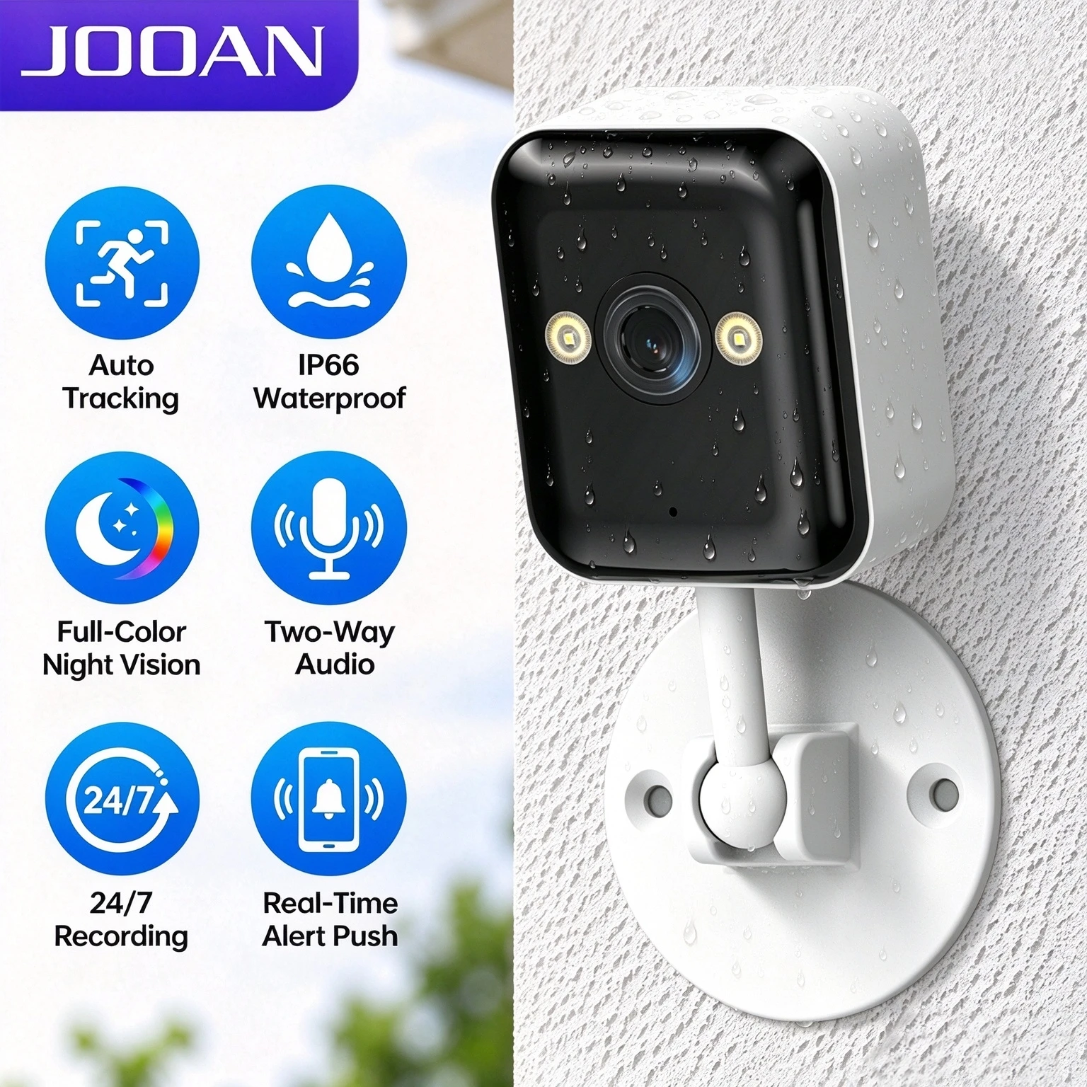 JOOAN 3MP WLAN-Überwachungskamera für den Außenbereich, 5-fach Zoom, automatische Verfolgung, Mini-IP-Kamera, Heim-Sicherheits-CCTV-Videoüberwachung