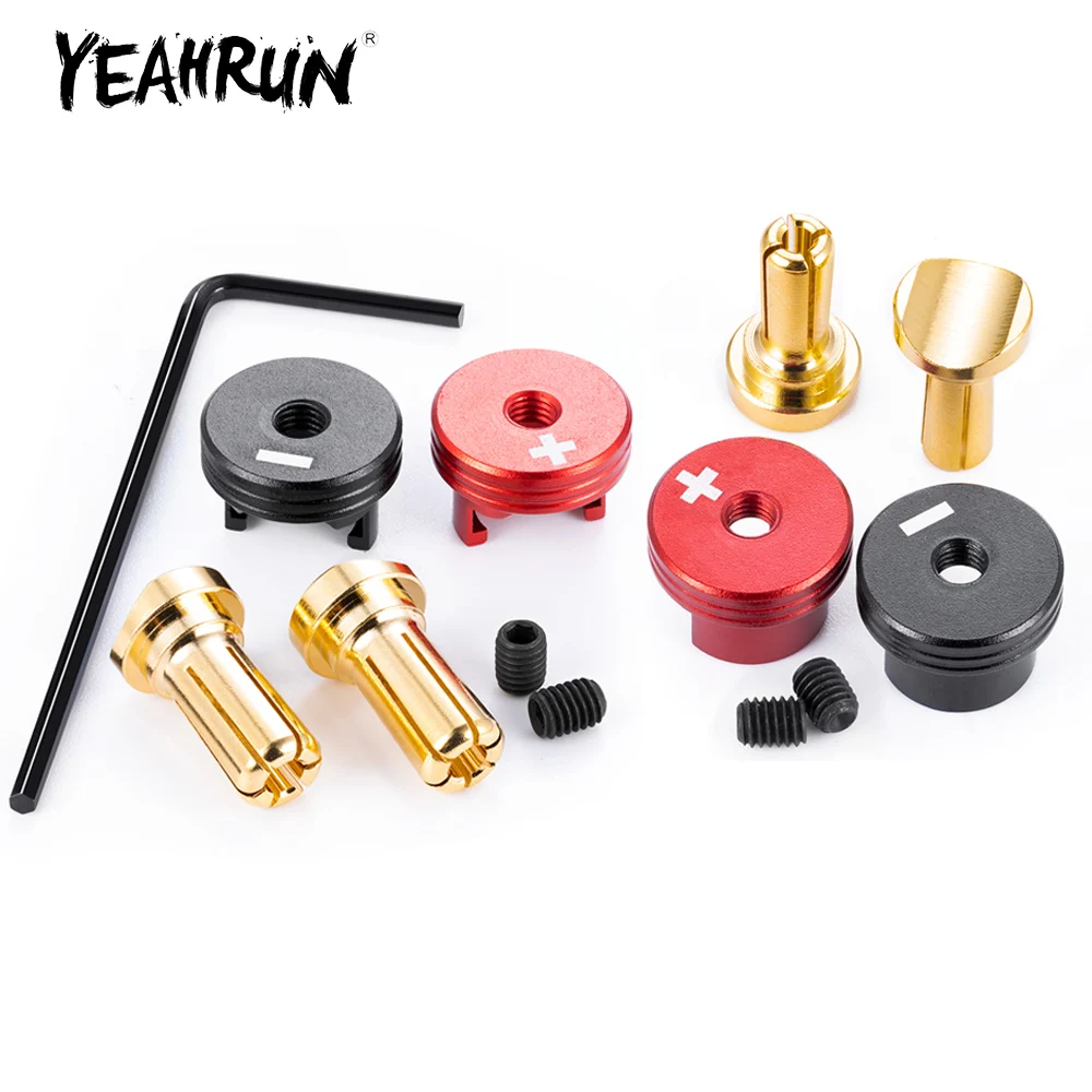 YEAHRUN 2Pcs 4.0mm/5.0mm Brass Bullet Banana Plug RC Car Battery Connector with Metal Heat Sink for RC Model Cars