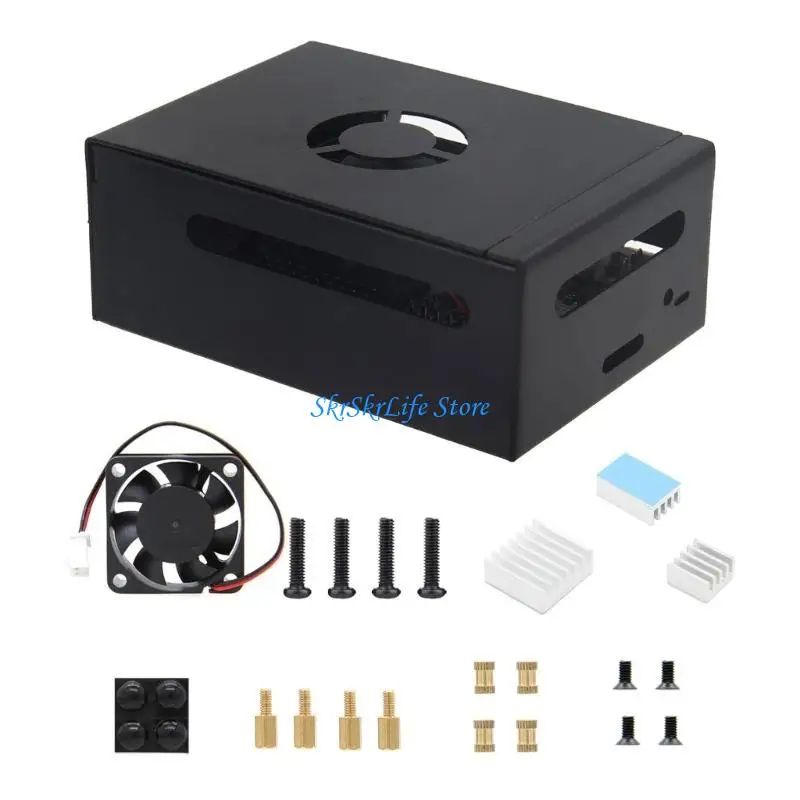 

E65E For OrangePi 3B Case (N510) Metal Enclosure with 5V 3010 Fan and 3 Aluminum Heat Sinks for 3B 2GB to 4GB to 8GB Cover